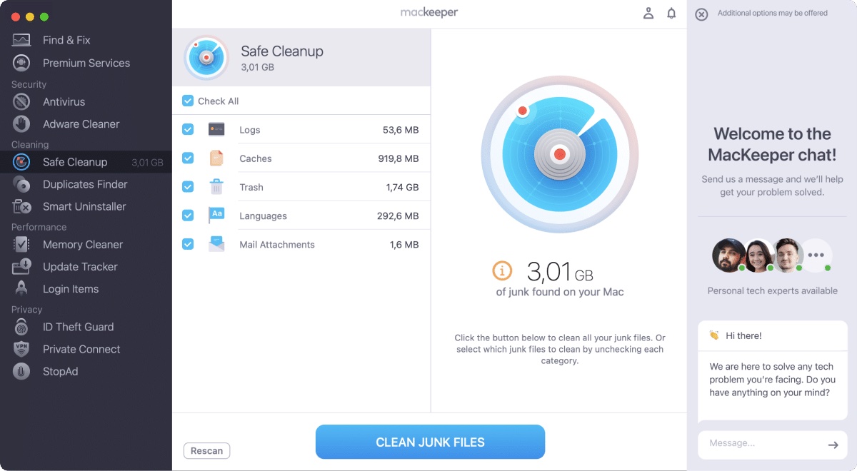 MacKeeper security feature interface
